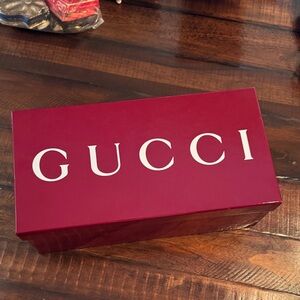 Authentic Gucci Large Glossy Red Gift Box Packaging With Cards Luxury Storage